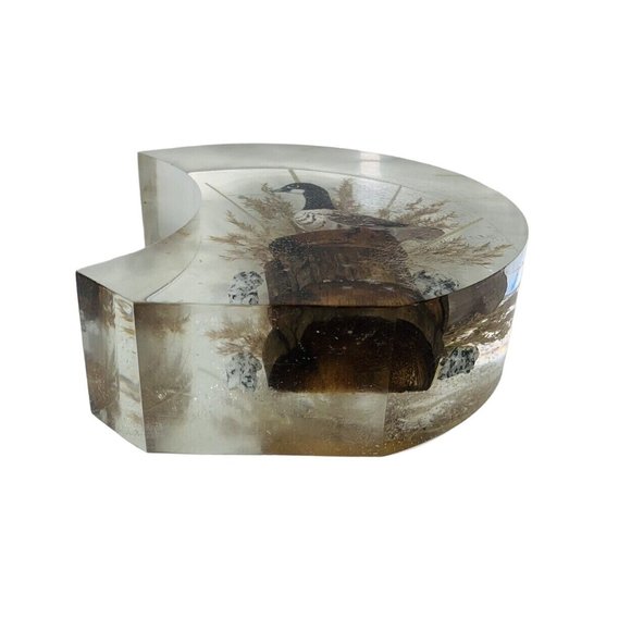 Rico Crescent Moon Lucite Duck Paperweight Figurine Wildlife Outdoor Cabin Gift - Picture 9 of 13